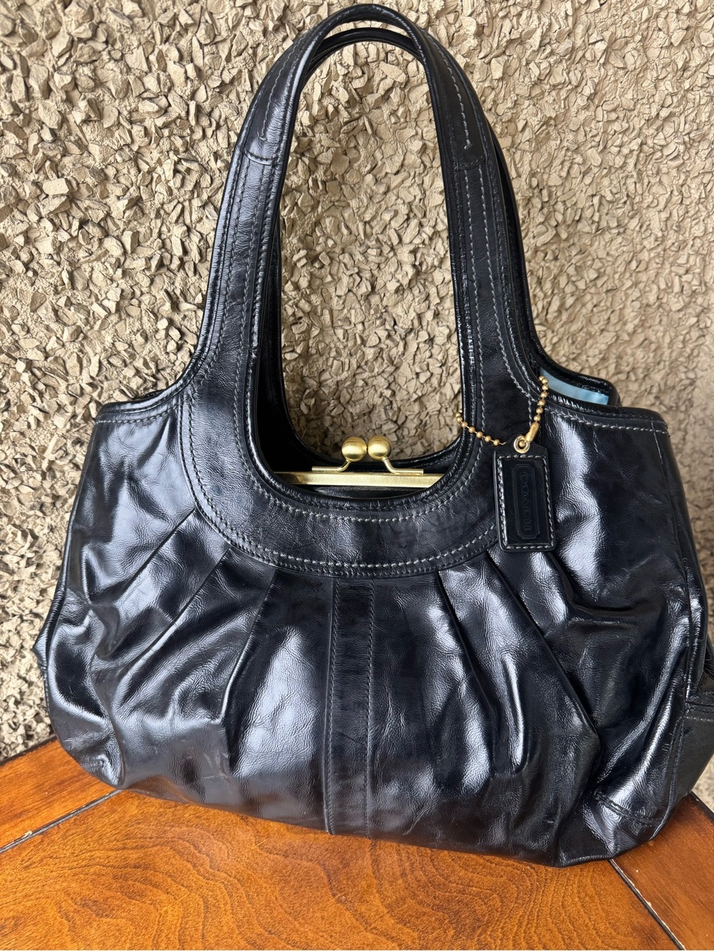 Coach Vintage Ergo Pleated Kisslock Frame Satchel 12520